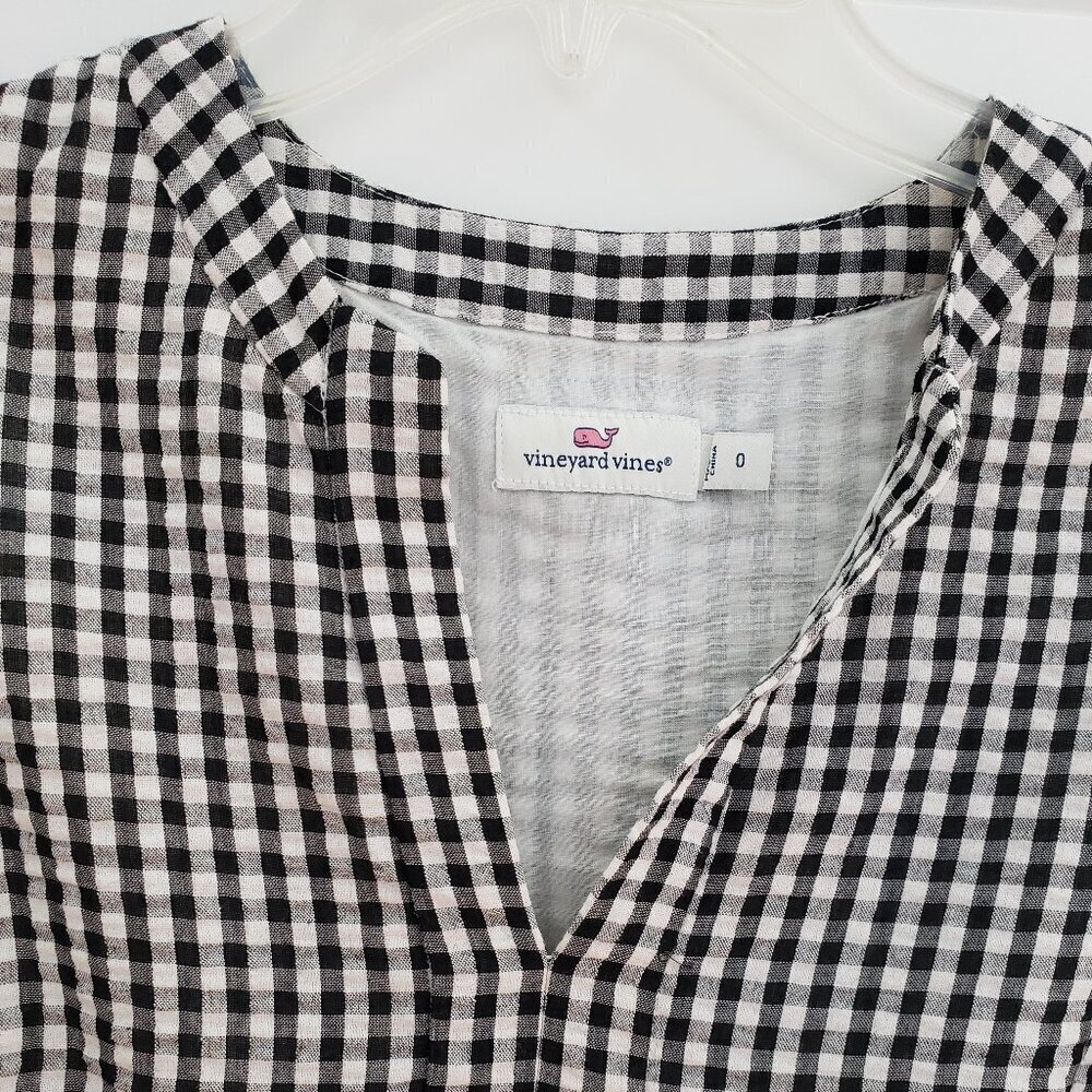 Vineyard Vines Black and White Check Dress Size 0 - Picture 3 of 5